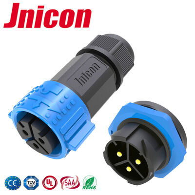 M25 Mannelijke Vrouwelijke 3-pins voedingsconnector PA66 500V Draad voor waterdichte connectoren