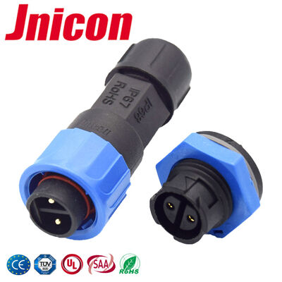 M16 IP68 Connector 10A 2 Pin Circular Plastic UL94-V0 Push Lock Connectors