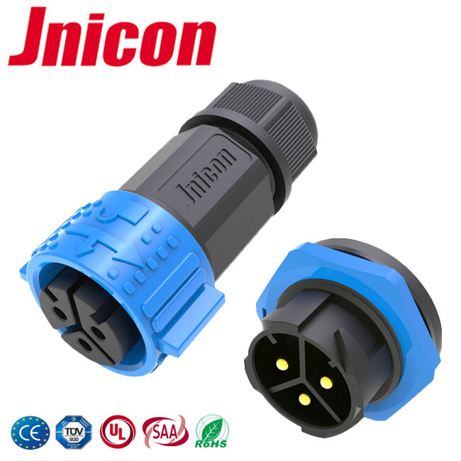 M25 Mannelijke Vrouwelijke 3-pins voedingsconnector PA66 500V Draad voor waterdichte connectoren