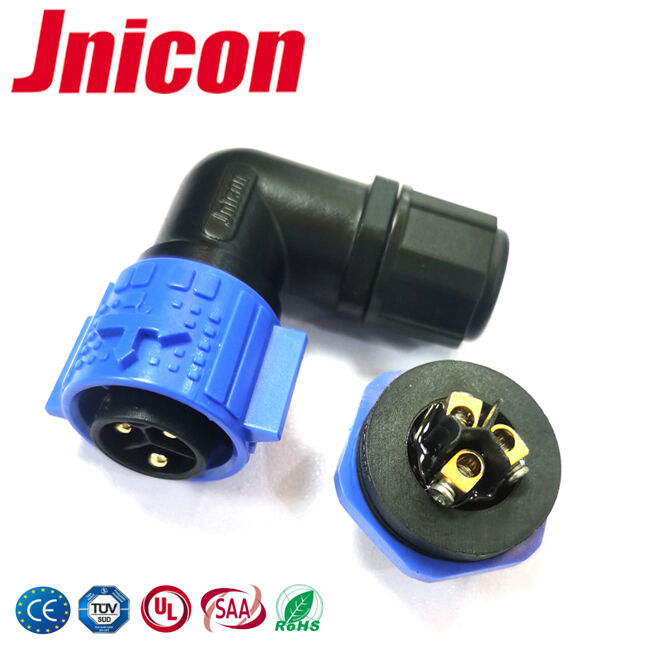 M19 20A 3-pins schroefterminalconnector Vermogen Waterdichte 300V-connector 90 graden
