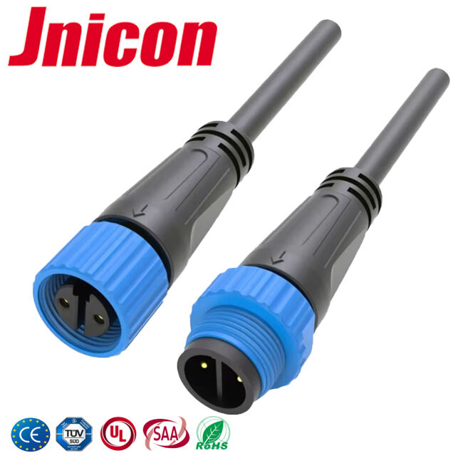 M15 2 pin 10A waterdicht kabelverbinding overgevormd 300V LED-kracht schroef vergrendelingsverbinding