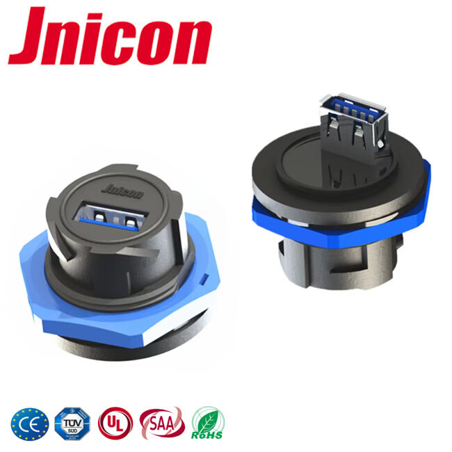 IP67 Waterdicht USB 3.0-connector Hoge duurzaamheid Panel Mount Man Vrouwelijke gegevensconnector